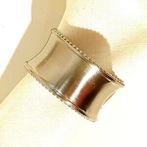 Kemp & Beatley Brushed Silver Beaded Napkin Ring Set of 8 NWT